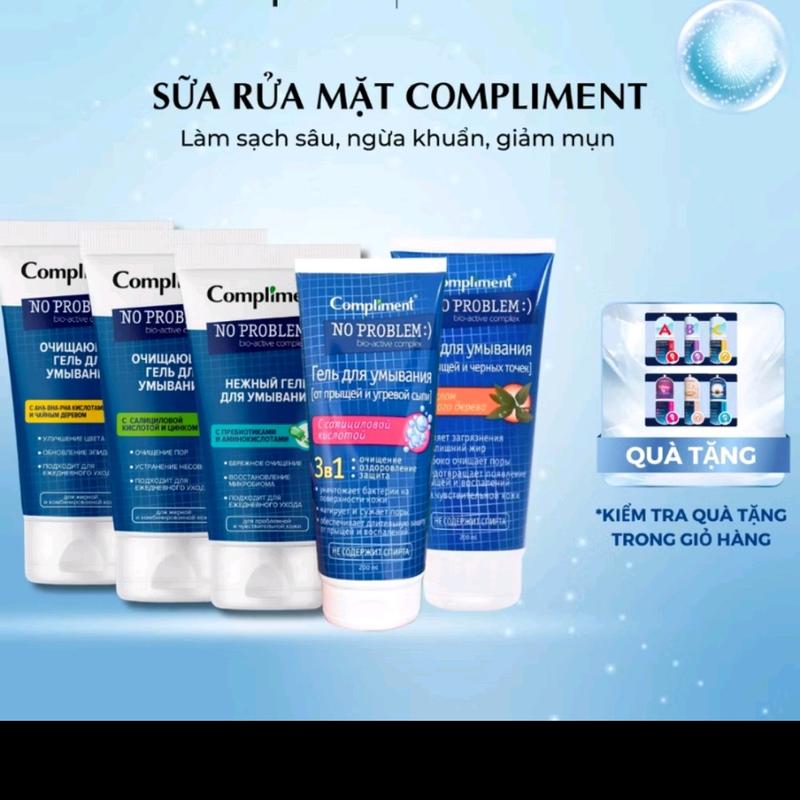 Sữa rửa mặt Compliment No Problem Giúp giảm và ngăn ngừa mụn cho da nhạy cảm 200ml 0