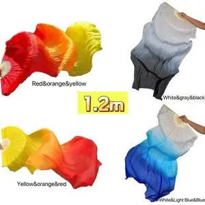 Kipas Tangan Anak Bambu Sutra Cina Panjang 120 cm Aksesoris Nari Alat Tari Props Tamborine Gereja Belly Dance Tamborin