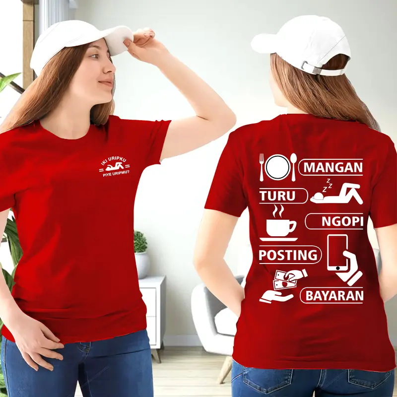 kaos kata-kata MANGAN TURU NGOPI POSTING BAYARAN Bahan cotton combet,Atasan Pria wanita Harian viral kekinian,T-shirt Distro Nyaman di pakai 1