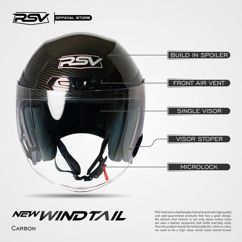 HELM Half Face RSV NEW WINDTAIL CARBON GLOSSY  Motorcycle 2