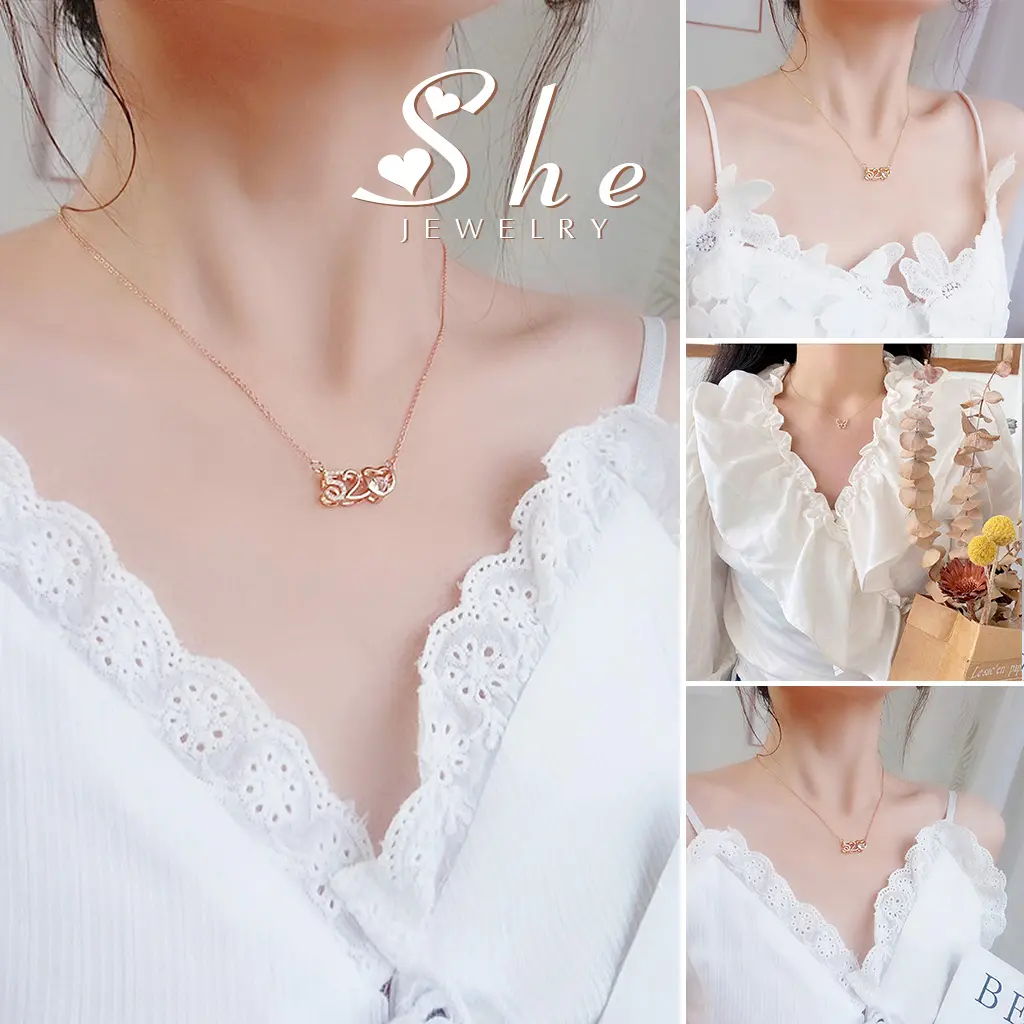 (Nhiều Mẫu) Dây chuyền nữ xinh đẹp sang chảnh họa tiết chữ vòng cổ titan không gỉ NJN She Jewelry