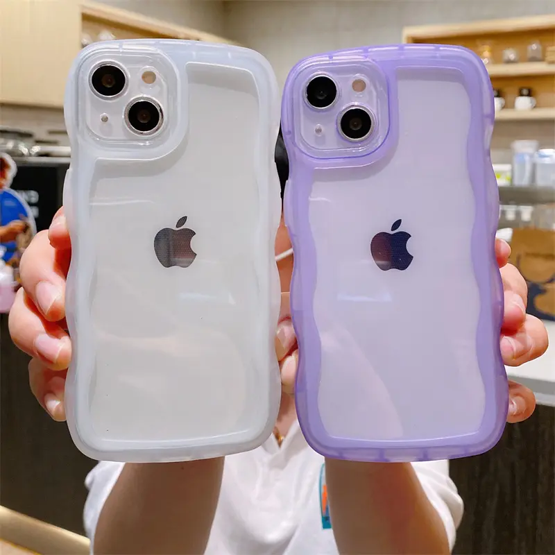 Silicone Transparent Wave Airbag Dropproof Phone Case for Apple iPhone 15 14 Pro Max 13 12 11pro Max Simple Solid Colour Protect