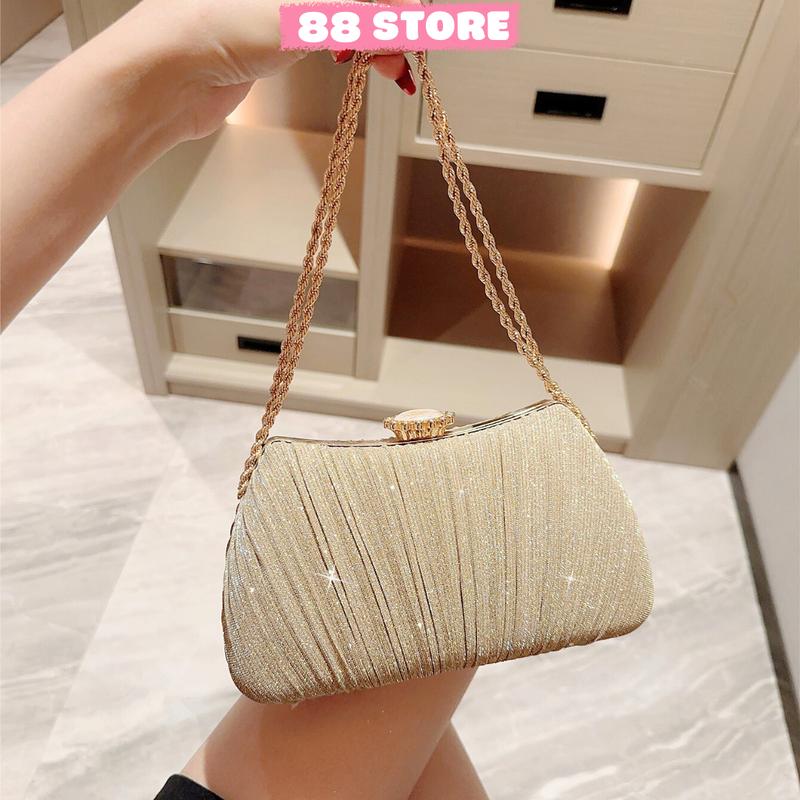 Túi xách nữ đi tiệc cưới đi chơi sang chảnh đính kim tuyến lấp lánh hàng quảng châu cao cấp 88store A-25