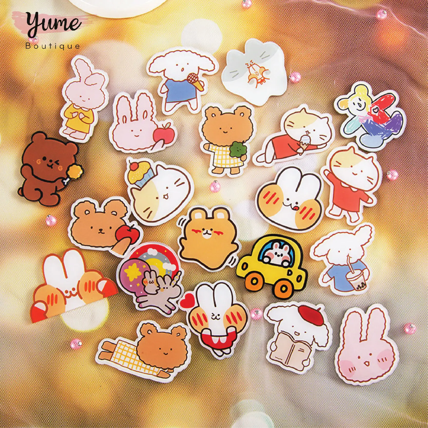 [Giao Ngẫu Nhiên] Phụ Kiện Trang Trí Cài Balo, Túi Xách, Áo, Sticker Siêu Dễ Thương yu62