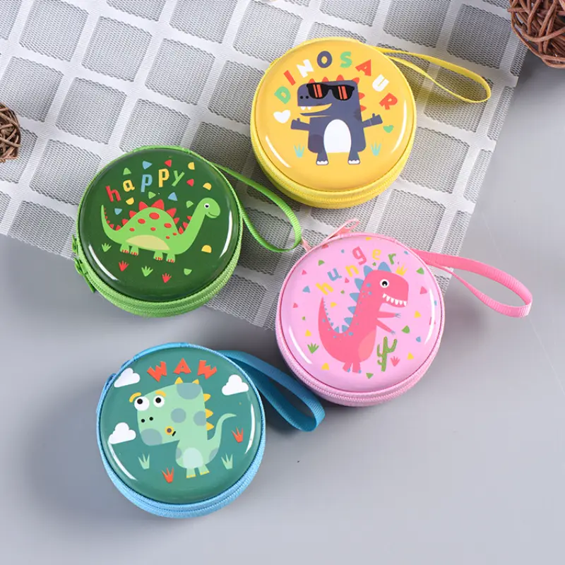 Portable Round Dinosaur Coin Purse Wallet with zipper Headphone/Candy Cute Party/Wedding Gifts Cute key bag Children's coin wallet