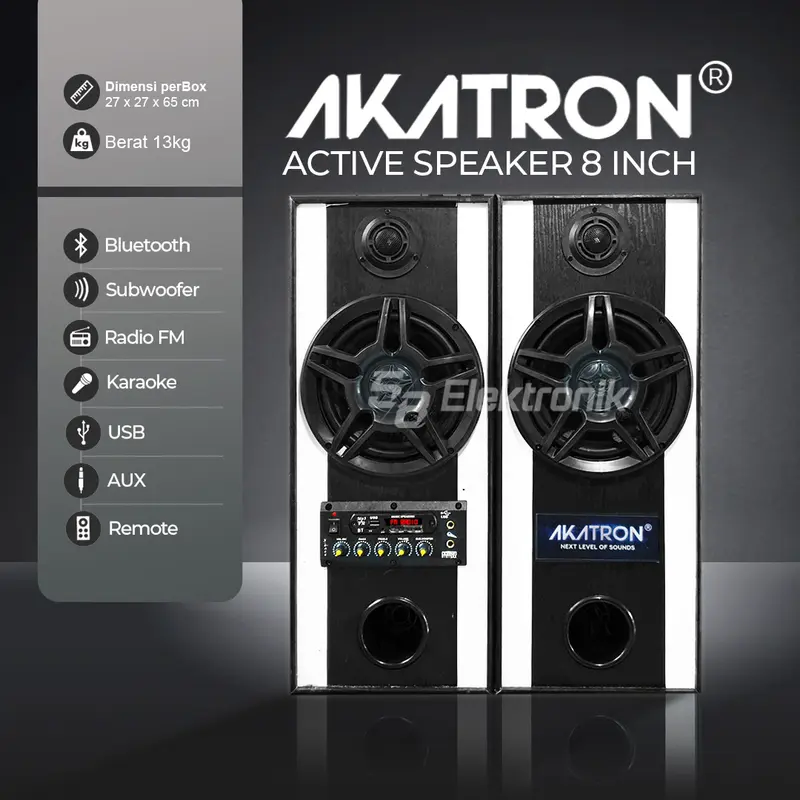AKATRON 8000 - 8 INCHI Speaker aktif bluetooth karaoke double subwoofer Bass Mantab glerr sound 8inch 8" 0