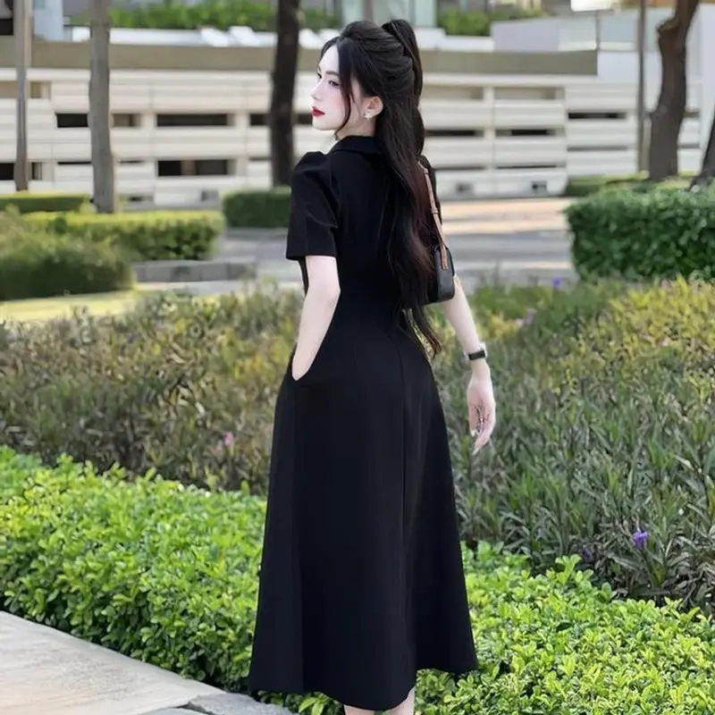 Đầm váy nữ cổ sơ mi tay ngắn đính nút thật dáng dài xᶖnh xắn phù hợp cho các nàng đi chơi, đi tiệc đá xám 4