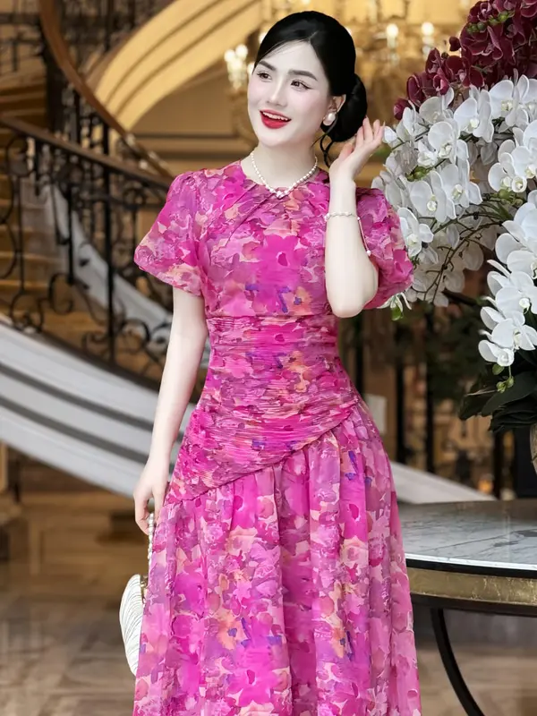 [MIỄN SHIP] MDU2393, MDU4588 Váy Thiết Kế Mẹ Và Bé -Chất Tơ Hàn Cùng Dáng Xòe Nhẹ Sang Trọng Women 4