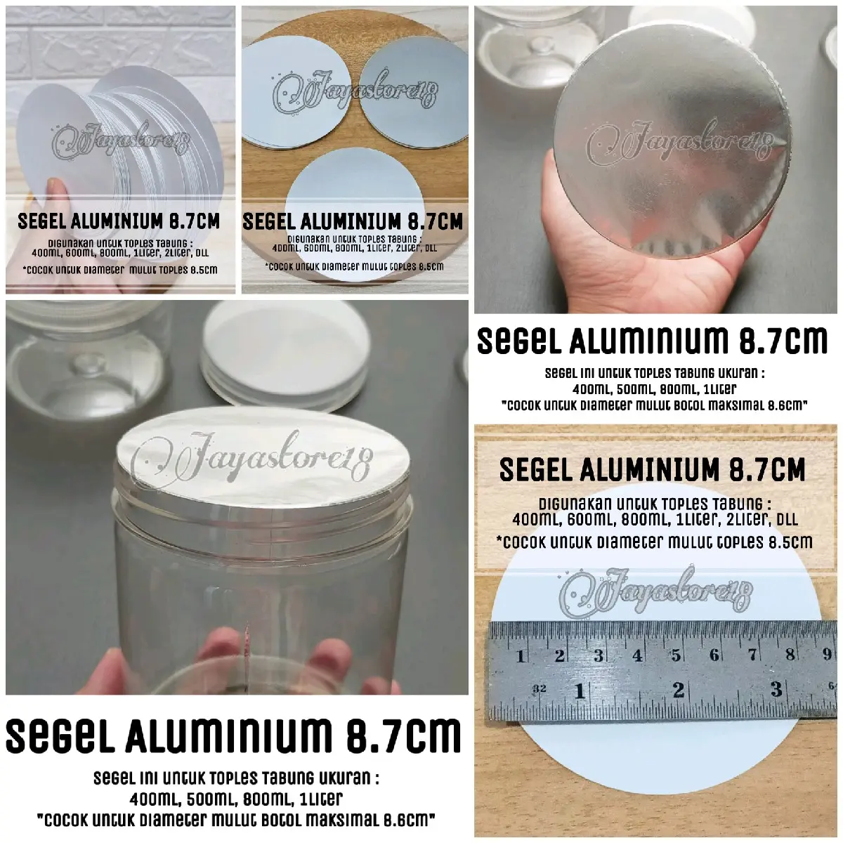 PILIH 20PCS 50PCS SEGEL ALUMINIUM FOIL 8.7cm 9CM UNTUK TOPLES TABUNG diameter 8.7cm 9CM 400ml 600ml 800ml 1liter 1.4liter 2liter 1000liter 1400ml 2000liter MURAH, segel induksi jayastore18