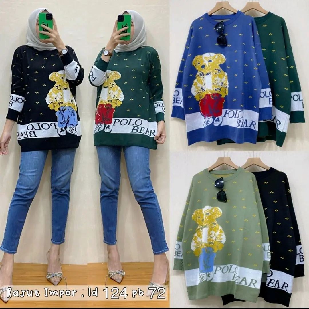 atasan knitwear polos bear