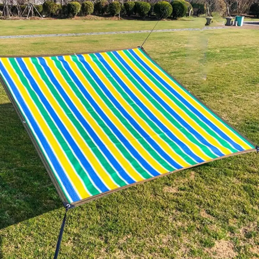 Colorful Striped Pattern Outdoor Sunshade Net, 1 Count Durable Outdoor Sunshade Cloth, Aesthetic Farm Sunshade Net for Terrace, Picnic, Carport, Garden, Balcony, Patio