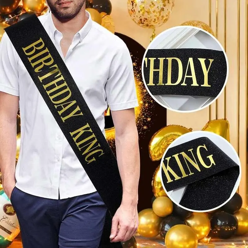 Black Gold King Sash for Men Boy Happy 16th 18th 20th 30th 40th ...