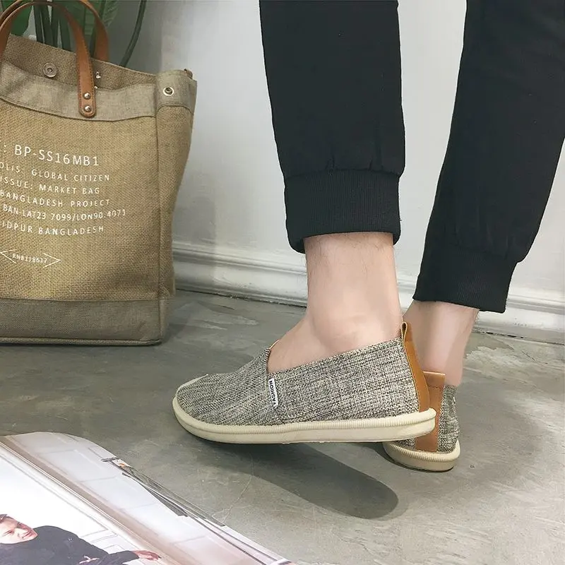 Giày Lười Nam, Phong Cách Cổ Bắc Kinh, Đế Mềm, Vải Lanh Thoáng Khí, Giày Vải Ngư Dân, Giày Hợp Xu hướng Thường Ngày Lười Biếng, Thích Hợp Cho Mùa Xuân 8