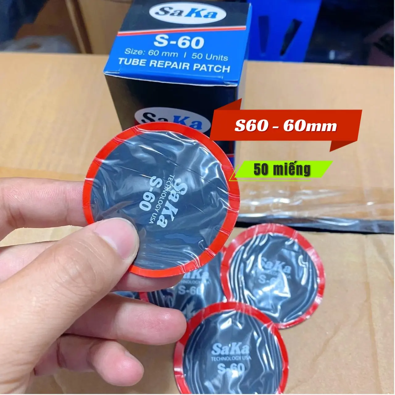 Hộp Miếng vá lốp ô tô xe máy Ấn độ 50 Miếng, Kích Thước 60mm