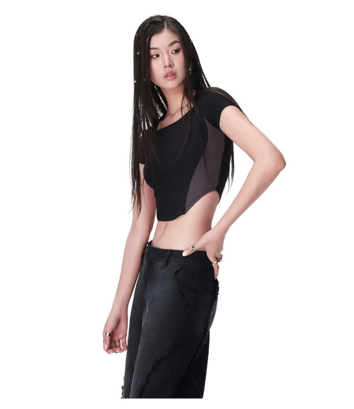 Áo Thun Ôm Tay Ngắn Croptop Phối Màu BunnyHill