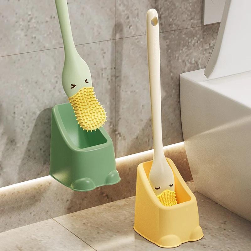 Product Introduction of Toilet Brush Household Cleaning Bathroom Accessories Long Handle Wall Mounted Cartoon Duck Creative Space Saving Toilet Brush 9