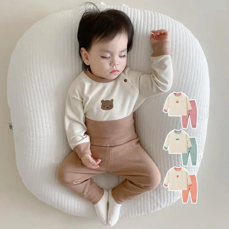 Autumn Infant Cute Cartoon Warm Pajamas Set Newborn Long-sleeved Shirt+pants Homewear