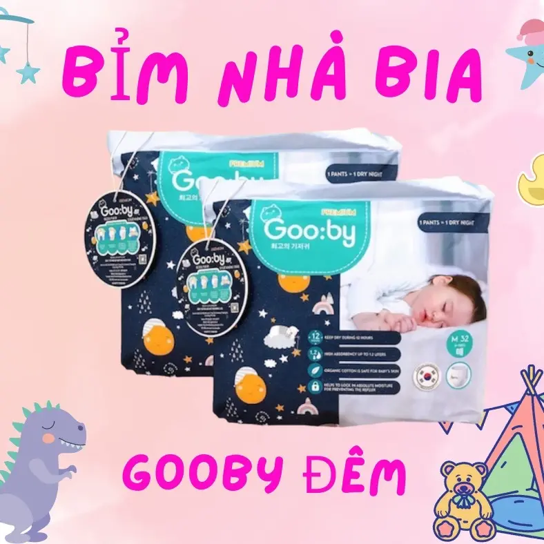 ￼[TÍCH ĐIỂM ĐỔI QUÀ]Tã Bỉm dán/quần Gooby Premium bỉm đêm cho bé