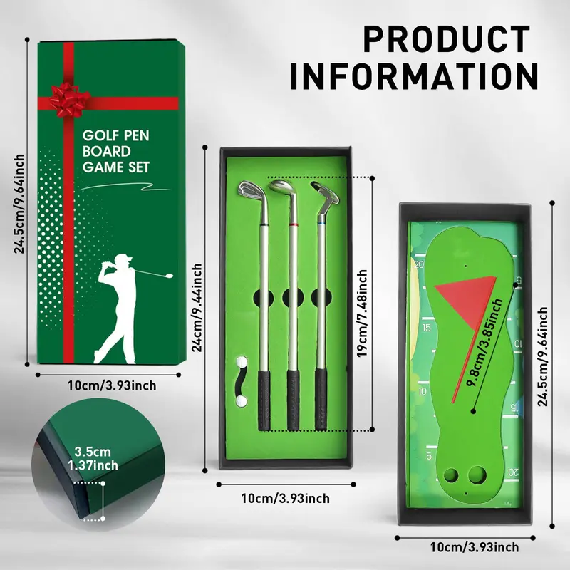 Mini Golf Club Putter Ballpoint Pen Set in Gift Box, 1 Set Desktop Decoration, School Supply, and Golf Accessories Combo, Ideal Gift Choice 1