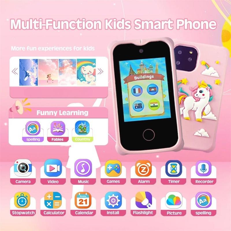 Product Introduction of Mini Smart Toy Phone, 1 Set Game Phone, Word Learning Education Companion Reader, Music Player, Camera Recording Video Game Mobile Watch, Alarm Clock 3