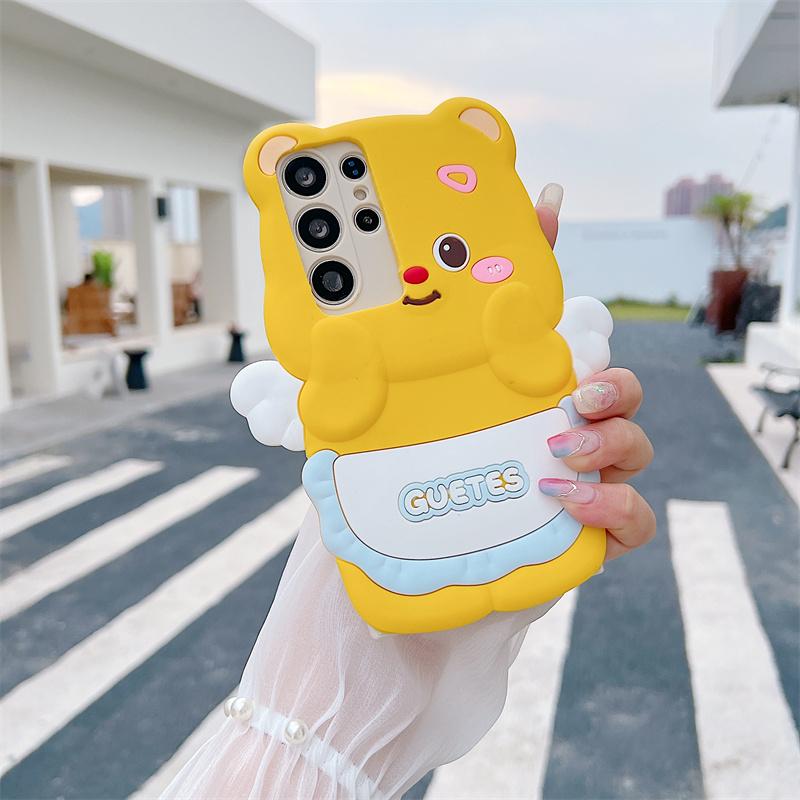 Cartoon Casing For Samsung Galaxy A55 A35 A25 A15 A24 A23 4G A54 A34 A73 A53 A33 A13 A14 A22 A32 5G Phone Case Soft TPU 3D Cute Melody Wing Bear Anti-falling Silicone Protective Cover 3