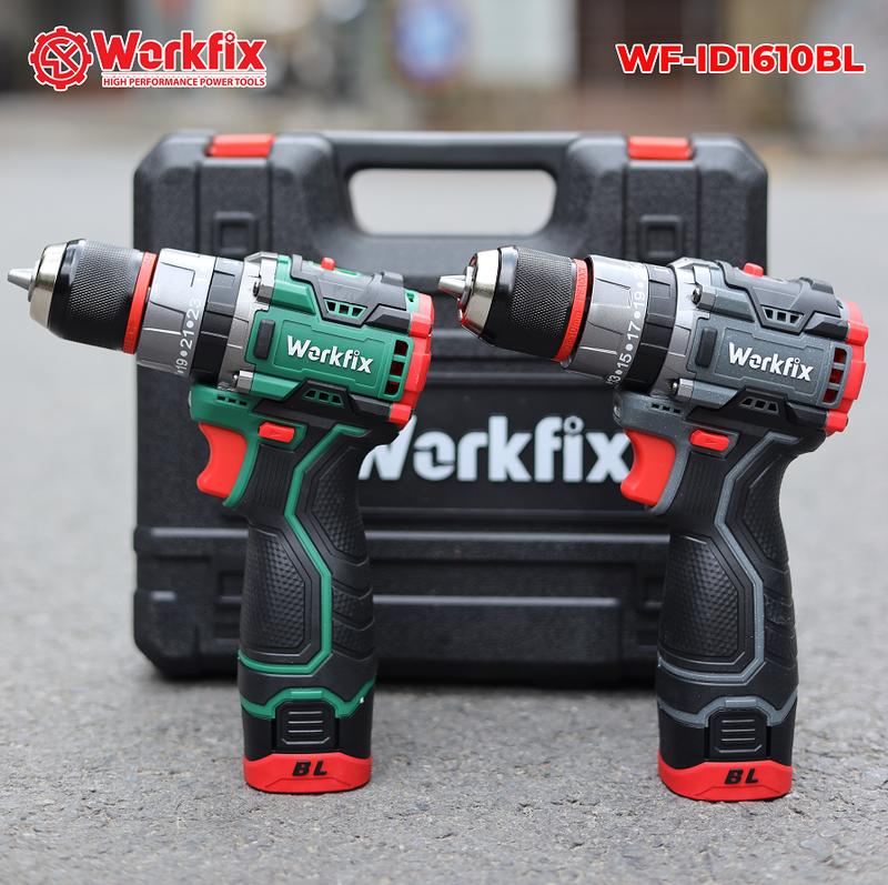 [ TẶNG phụ kiện 24 món] Máy Khoan 3 Chức Năng Workfix 16.8V - WF-ID1610BL - Động Cơ Từ Cao Cấp - 2 Pin 4 Cell  16.8V/2Ah - Kèm Phụ Kiện 24 Món - Bảo Hành Chính Hãng khoan không dây diy