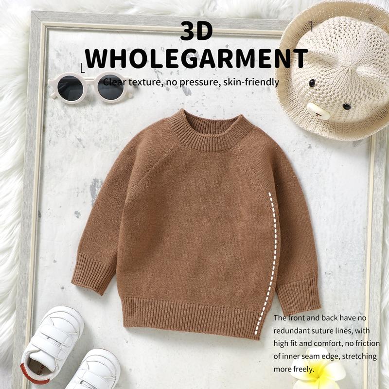 Product Introduction of Toddler Autumn Winter Knit Sweaters Long Sleeve Round Neck Solid Color Knitwears 60