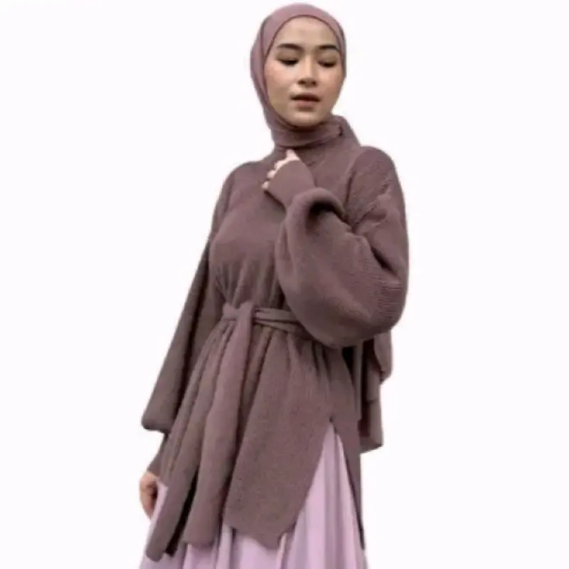 FAYOLA BALON Knitwear Outer Tangan - Baju Rajut Polos Wanita - Kardigan, Cardigan, Batwing, Hitam, Panjang 3