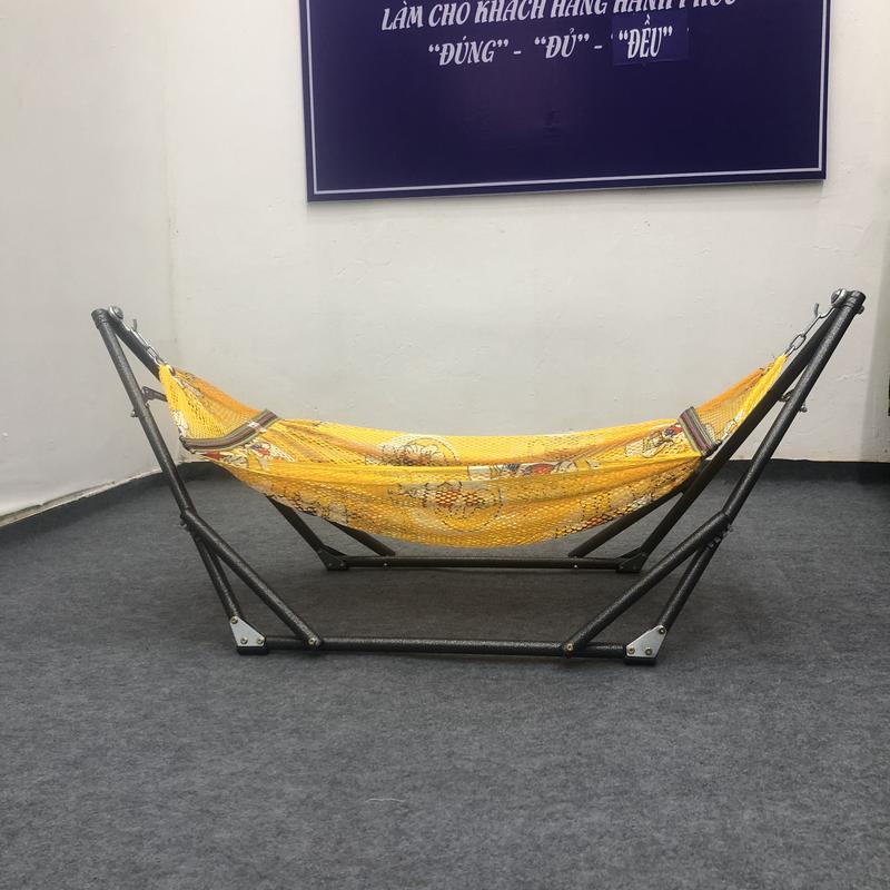 (HN)bộ võng xếp mini em bé gồm khung võng mini thép sơn tĩnh điện và lưới võng mini em bé có hình 2