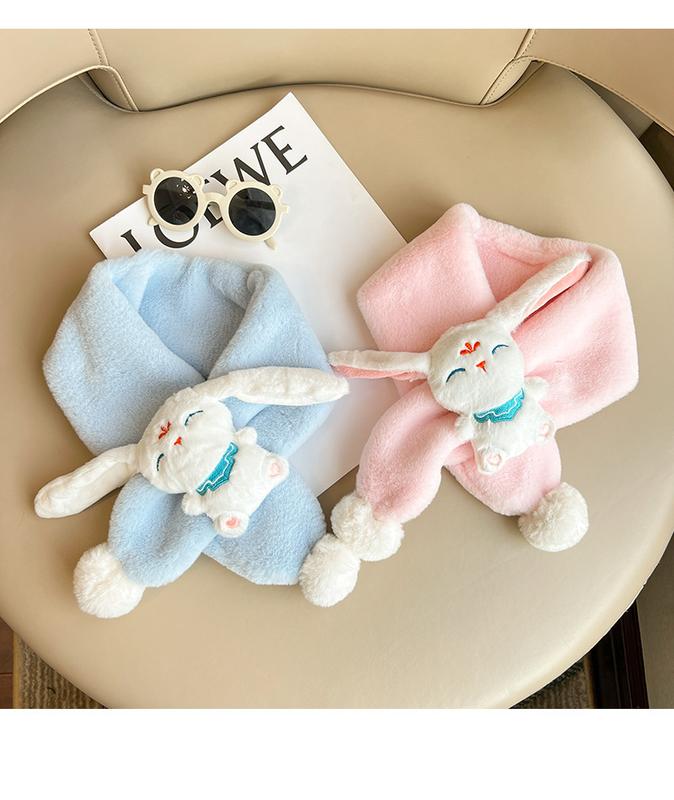 Product Introduction of Spring Chinese Style Rabbit Children's Warm Cartoon Cute Scarf Free Cross Scarf Fur Ball for Boys and Girls 16