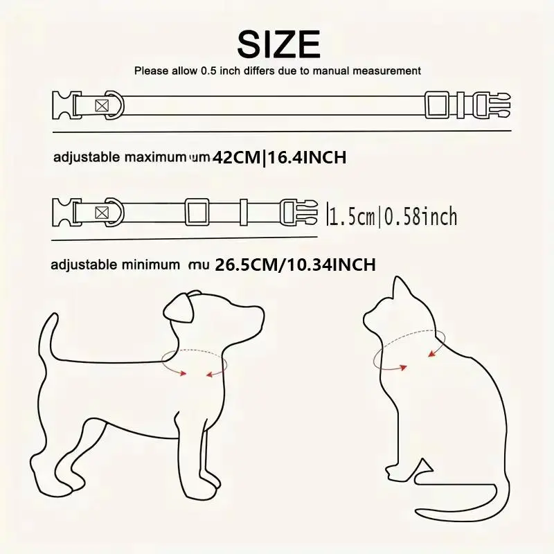 Colorful Heart Pattern Pet Collar with Buckle, 4 Counts/set Adjustable Pet Collar, Cute Pet Collar for Small Cats Dogs Outdoor Walking Running 1
