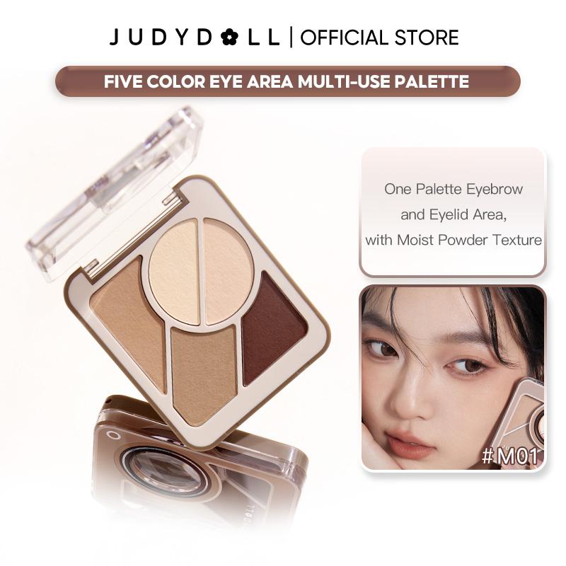 JUDYDOLL Phấn mắt 5 màu Multi 5 Color Palette Đa năng Kẻ chân mày, Tạo khối & Bắt sáng mũi, Trang điểm mắt 3,6g