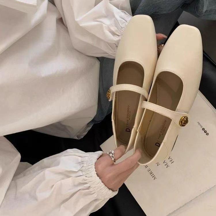 Giày Đế Bằng, JINxCHOY SHOES, Phong Cách Cổ Điển Hàn Quốc, Gót Thấp, Chất Liệu PU, Thời Trang Nữ, Thích Hợp Mặc Hàng Ngày, Thoải Mái, Thường Ngày, Chống Trượt, Chống Mài Mòn, Màu Trơn, Thiết Kế Velcro Lười Biếng, Giày Mueller 3
