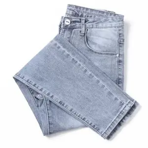 Celana Jeans Pria Slim Fit Warna Biru Muda | Korean Style Denim untuk Remaja OOTD Casual