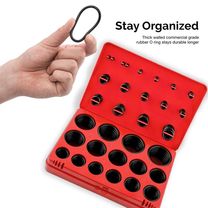 Rubber O-ring Kit, 382pcs/set Rubber O-ring Assortment Kit with Storage Box & Tools, O-ring Sealing Ring & Replacement O-ring, Professional Hardware Tools 2