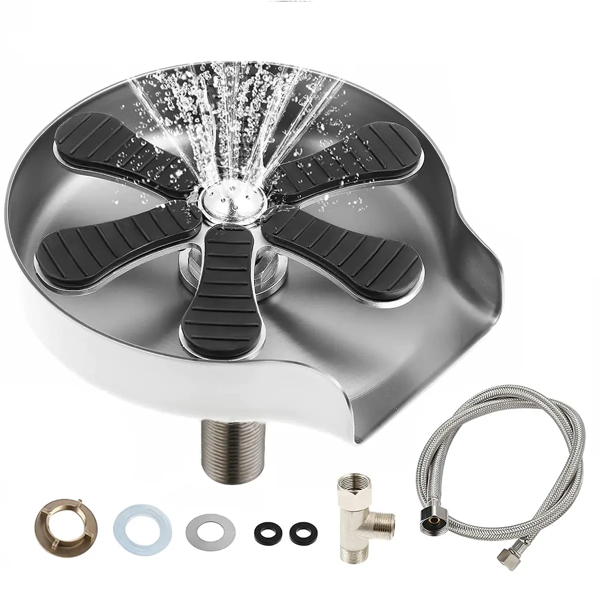Automatic Glass Cup Washer High Pressure Kitchen Faucet Glass Rinser Stainless Steel Bar Cup Cleaner For Kitchen Sinks Wash Tool