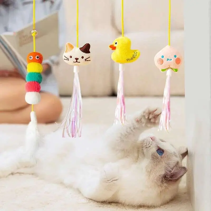Toys for Fun Interactive Swinging Hanging Doors Cat sing Stick Sticks Feather Bells Teeth Grinding plies
