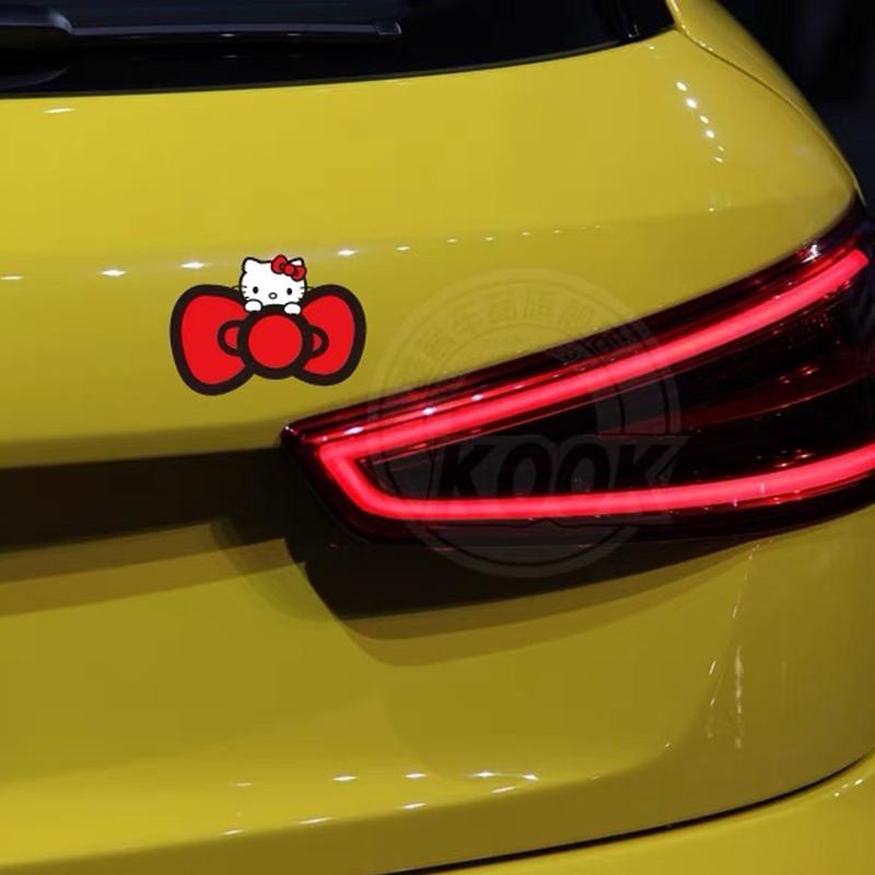 Hellokitty Cat Car Stickers Hello Kitty Rearview Mirror Stickers  Hello Kitty Cute Cartoon Fun Stylish Bumper Cover Block Scratches Car Decal 7