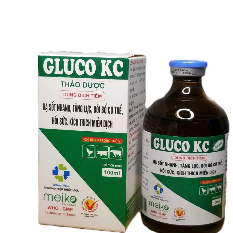 Gluco KC Thảo Dược - Hạ sot nhanh Tăng Lực Bồi bổ sau bênh sau đa' hồi sức tăng miễn dịch dung dịch tiêm 100ml dùng cho gà đá gà chọi