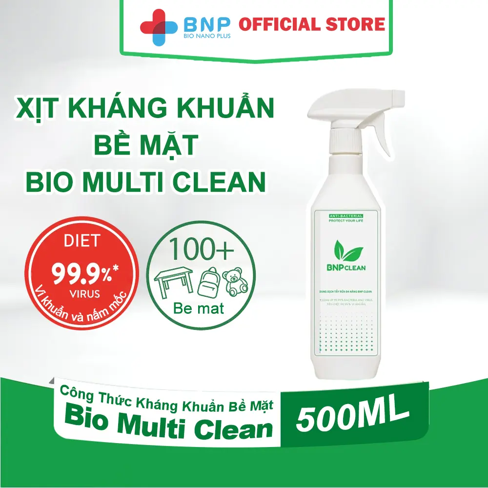 [BNP] Xịt kháng khuẩn bề mặt Bio Multi Clean, Làm Sạch Sâu Và Bảo Vệ Khỏi Vi Khuẩn, Virus Và Nấm Mốc - Bionano Plus