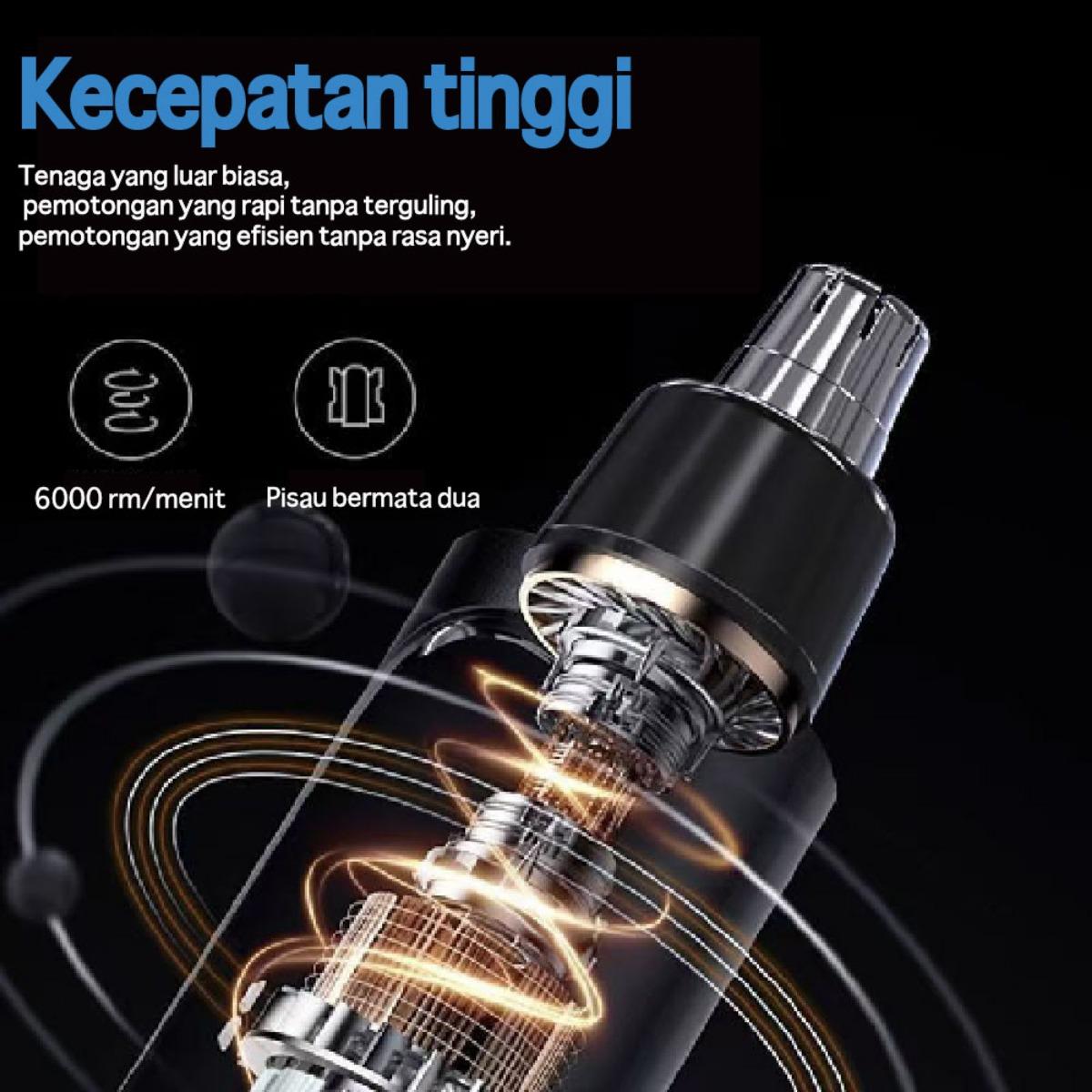 Pencukur Hidung & Telinga Elektrik - Trimmer Profesional 3-in-1, Anti Sakit dan Aman, Cocok untuk Keluarga