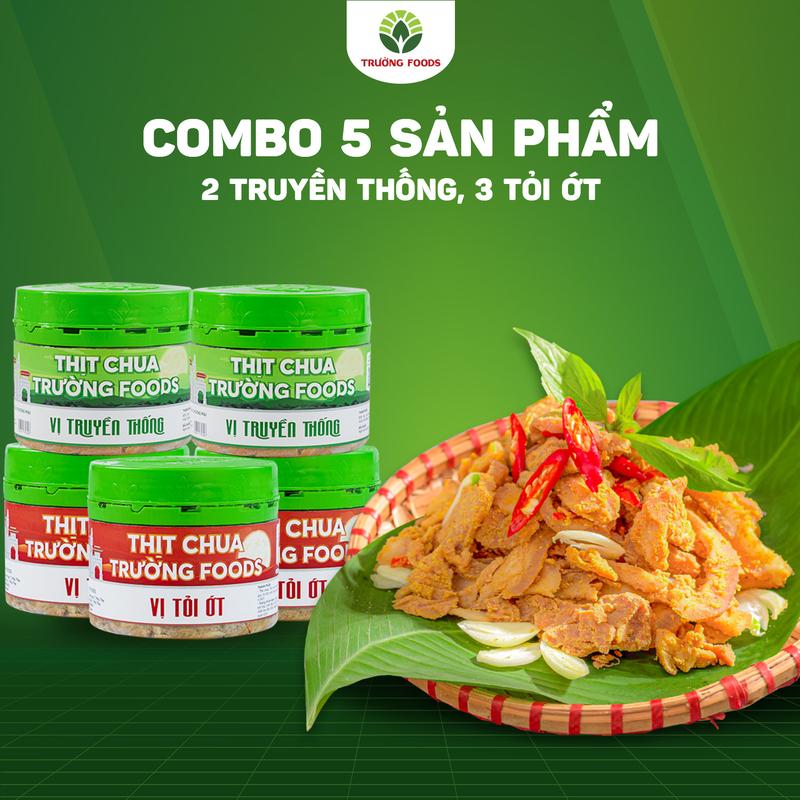 Trường Foods Combo "Trọn Vị" - Combo 5 Thịt Chua ( 3 Hộp Tỏi Ớt, 2 Hộp Truyền Thống)