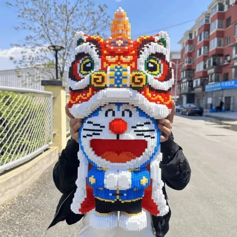 Khối Xây Dựng, Doraemon Múa Sư Tử Tương Thích Với Lego, Bộ Ghép Hình Thủ Công Lắp Ráp Độ Khó Cao Pokonyan, Quà Tặng Đồ Chơi Giáo Dục