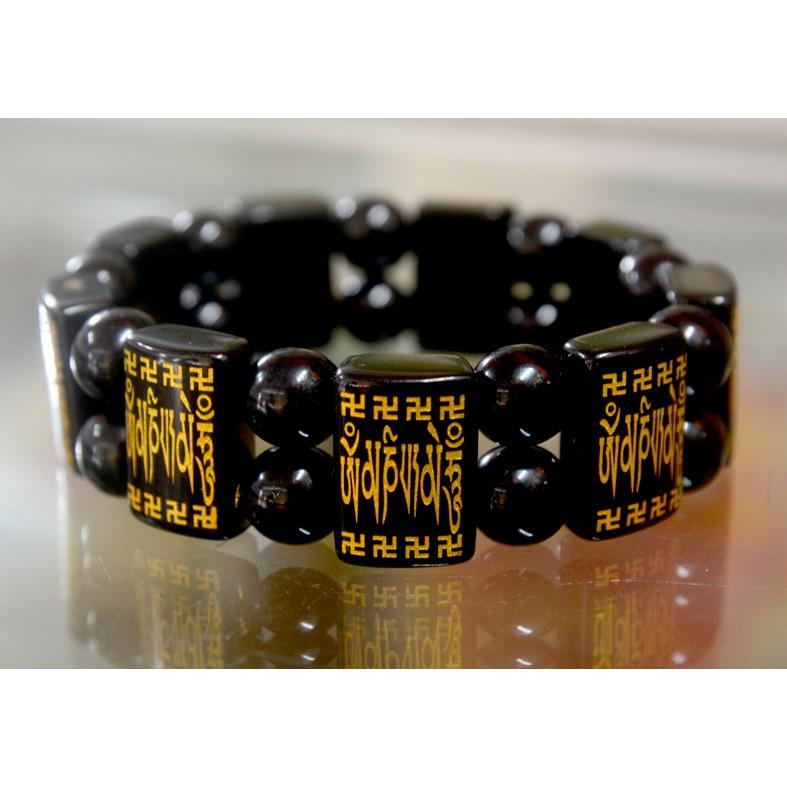 Vòng tay lắc vuông đá mã não khắc chú chữ Omani-Vòng tay dành cho nam