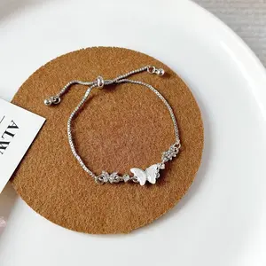 Gelang Wanita Titanium Elegant Model Serut Anti Karat Bangle Bracelet Motif Kupu-Kupu