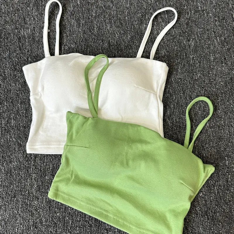 Áo Thun 2 Dây Có Đệm 2 Lớp, Áo Ống Quây bra Co giãn có mút ngực Nữ Women Top 2