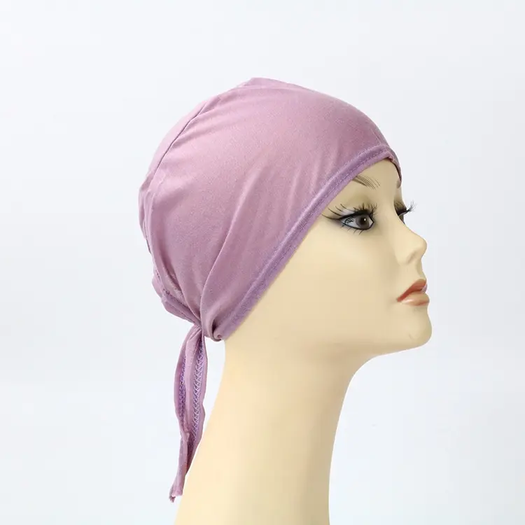 stretch Turban cap soft modal inner Hijab Caps Underscarf Can be adjusted freely Purple All Seasons Instant Hijab