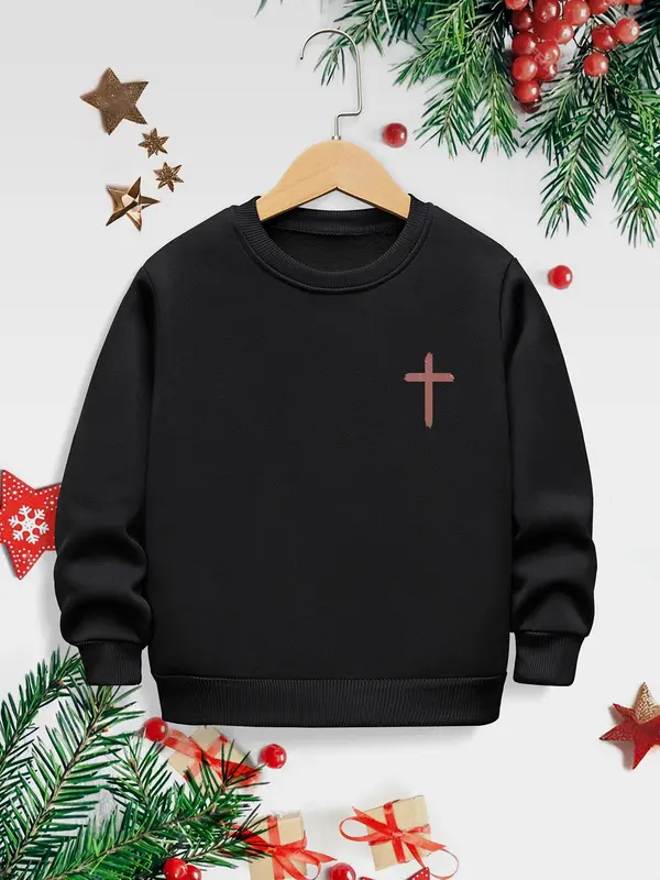 Boy's Letter Print Crew Neck Sweatshirt, Casual Long Sleeve Pullover for Fall & Winter, Kids Clothes for Daily Wear 6