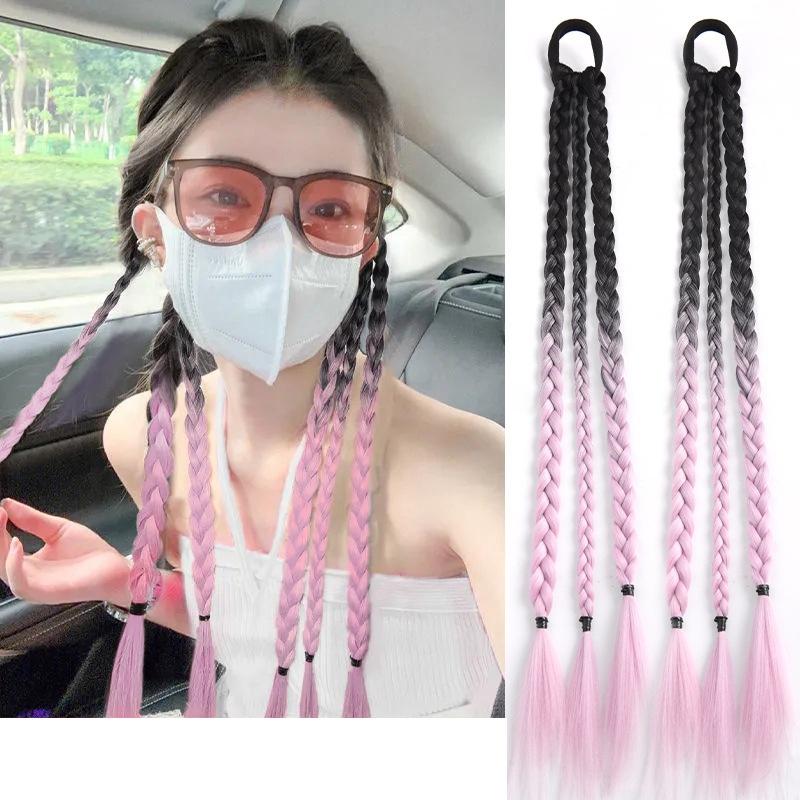Product Introduction of Y2K Gradient Color Twist Braid Wigs Sweet Cool Girl Dreadlocks Street Boxing Fake Hair Accessories 7