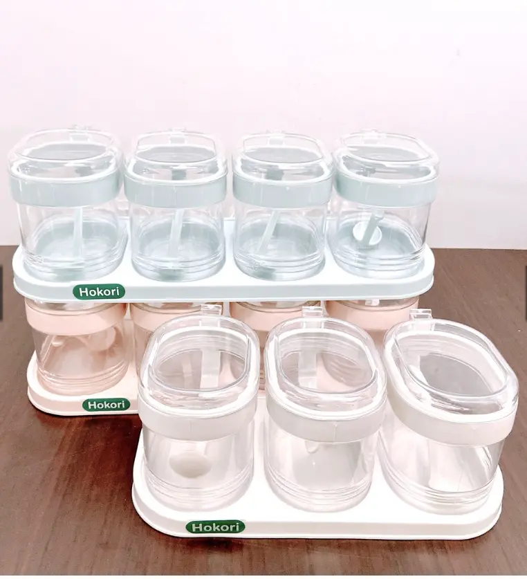 Lọ gia vị bộ 2 ngăn, bộ 3 ngăn, bộ 4 ngăn hokori nhựa Việt Nhật